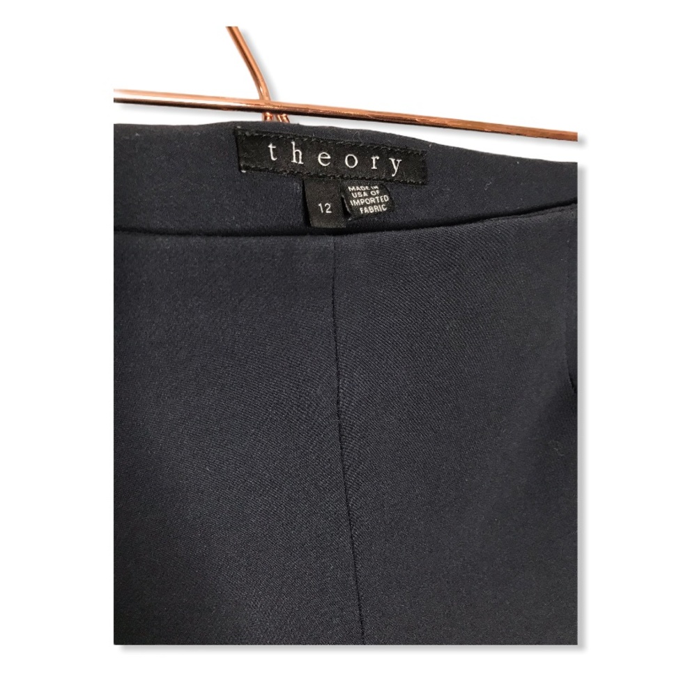Theory | Navy Blue Belisa Slim Cropped Twill Pants - Picture 4 of 12